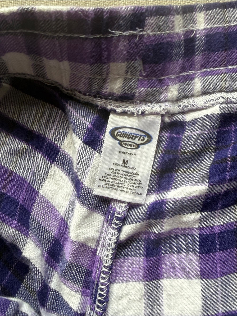 Stonehill College Women’s Purple Plaid Lounge Pants - Picture 3 of 4
